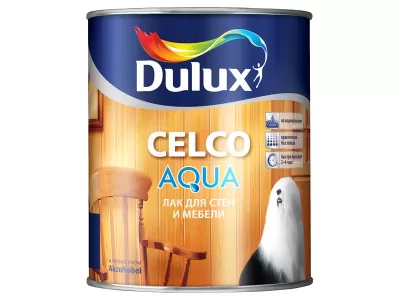 Глянцевый водорастворимый лак Dulux CELCO Aqua 70 для деревянных и каменных поверхностей, 2,5 л